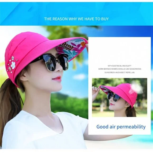 Penelope Skye Bright Pink Wide Brim Sun Visor Style Hat Gift Packaged - Picture 5 of 10